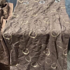 Berated Elegant Brown and Tan Fabric grommet curtains 3 pair sold as a bundle